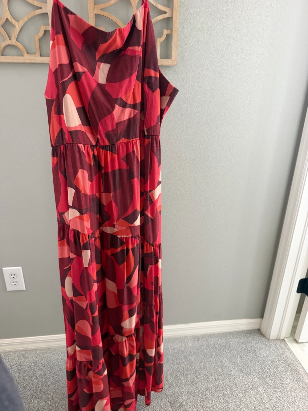 Nine West Red & Pink Abstract Print Spaghetti-Strap Maxi Dress - Picture 2 of 6